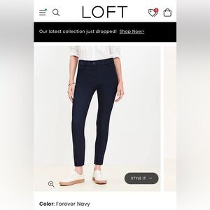 NWT LOFT Sutton Skinny Pants - Navy size 6 Petite